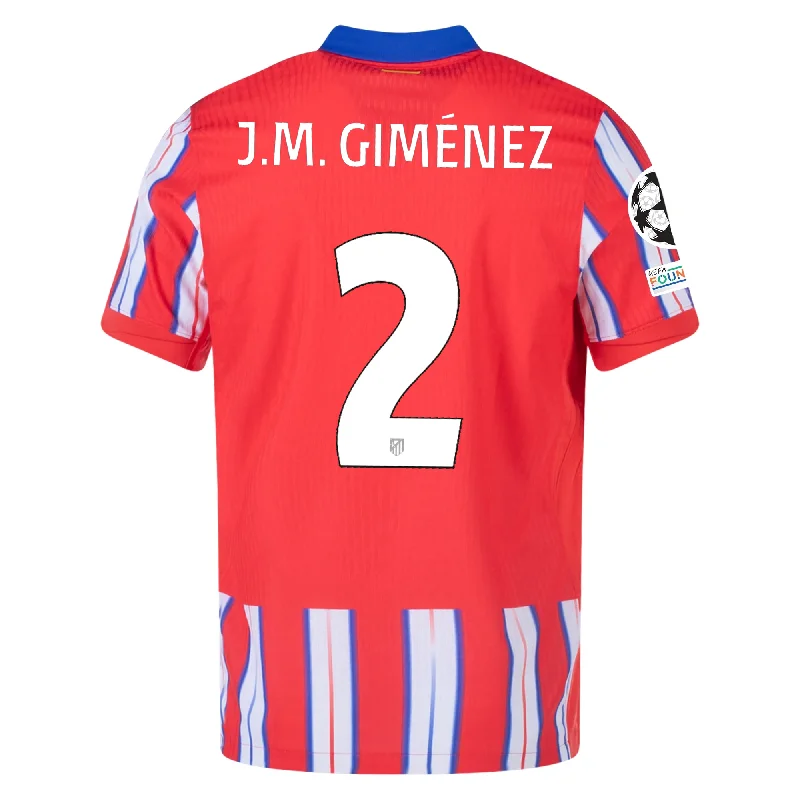 Nike Atletico Madrid Authentic Jose Maria Giménez Home Jersey w/ Champions League Patches 24/25 (Hyper Royal/Light Crimson/White) Monochromatic Office Style