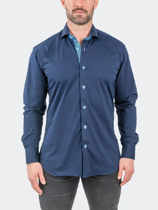 Maceoo Stretch Shirt | Einstein StretchSolidOptical Navy Tough Men's Tactical