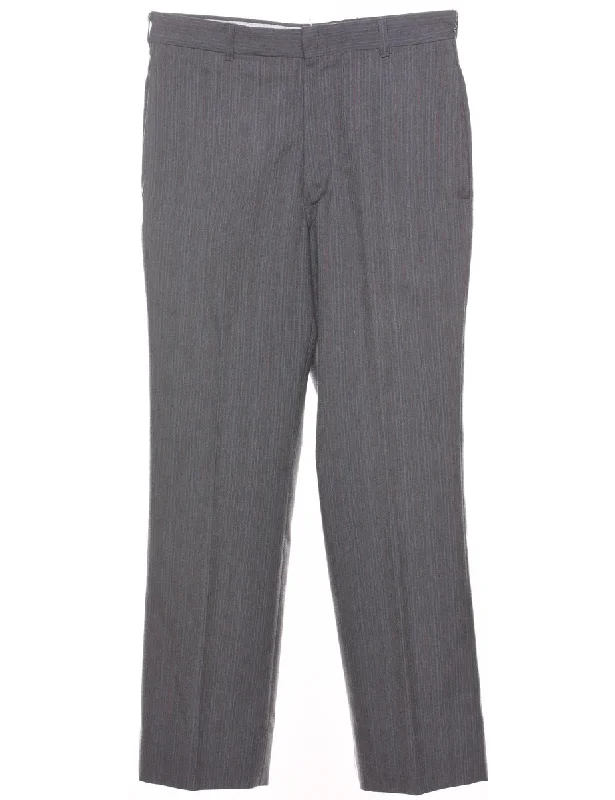 Striped Pattern Light Grey Trousers - W30 L28 Sophisticated Men's French