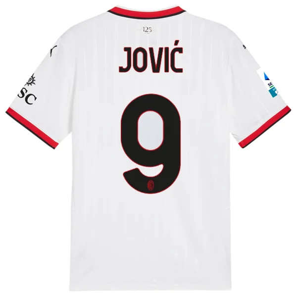 Puma AC Milan Luka Jović Away Jersey w/ Serie A Patch 24/25 (Puma White) Trendy Men's Bucket