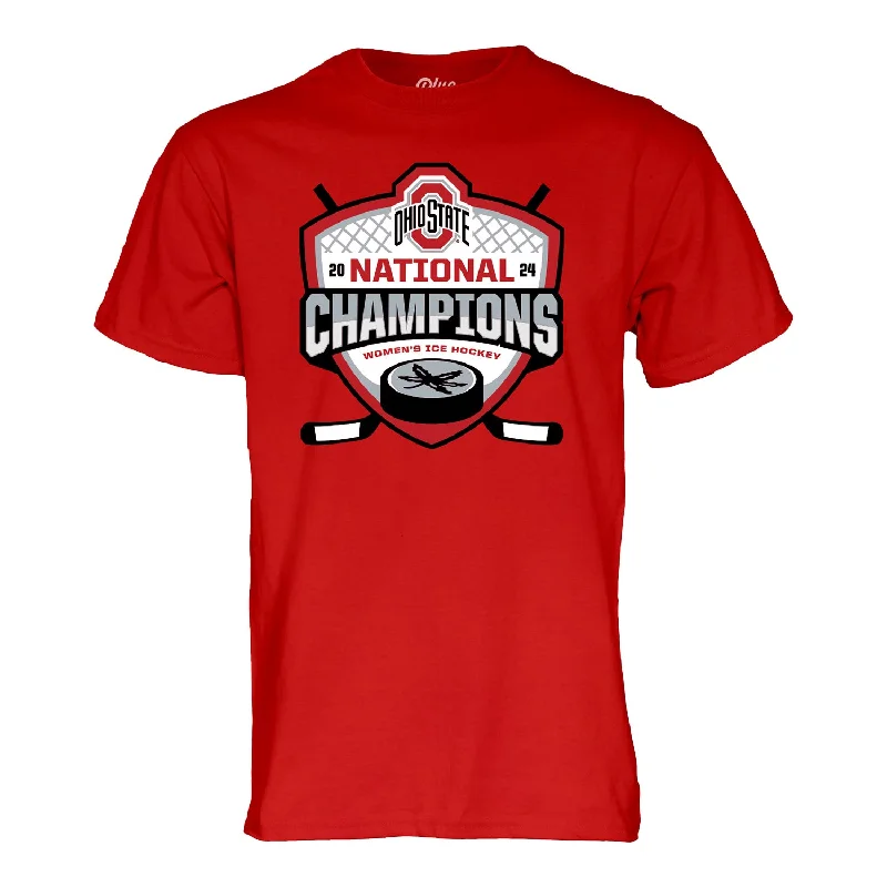 Ohio State Buckeyes Women's Hockey 2024 National Champions T-Shirt Laid