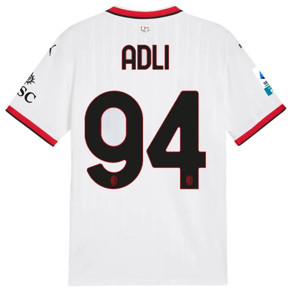 Puma AC Milan Yacine Adli Away Jersey w/ Serie A Patch 24/25 (Puma White) Elegant Men's Formal 