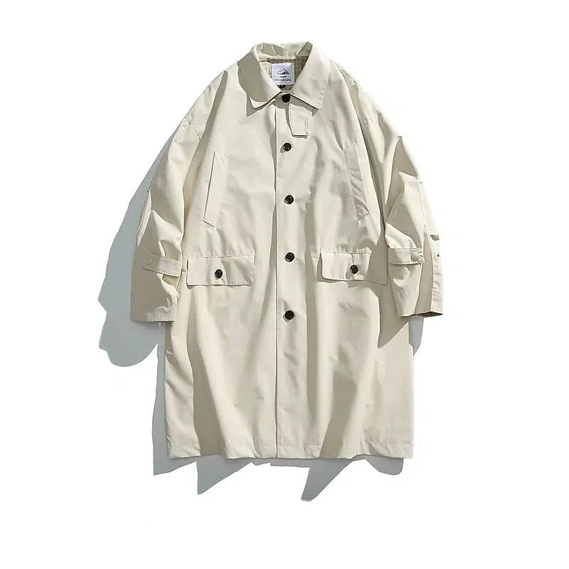 Loose-fit Trench Button Closure Coat Laid