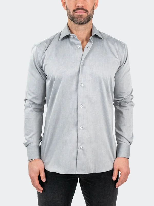 Maceoo Stretch Shirt | Classic SilverFox Grey Laid