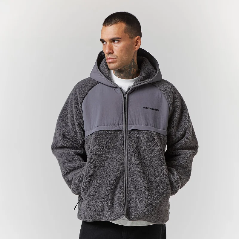 Borg Full Zip Hoodie | Grey Cool Men's Skate