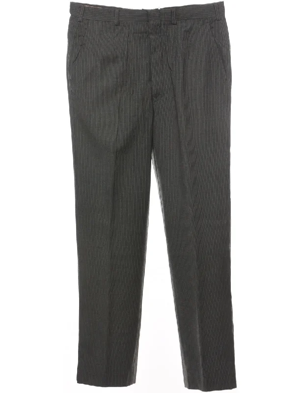 Grey Pinstriped Trousers - W34 L31 Relaxed Men's Australian 