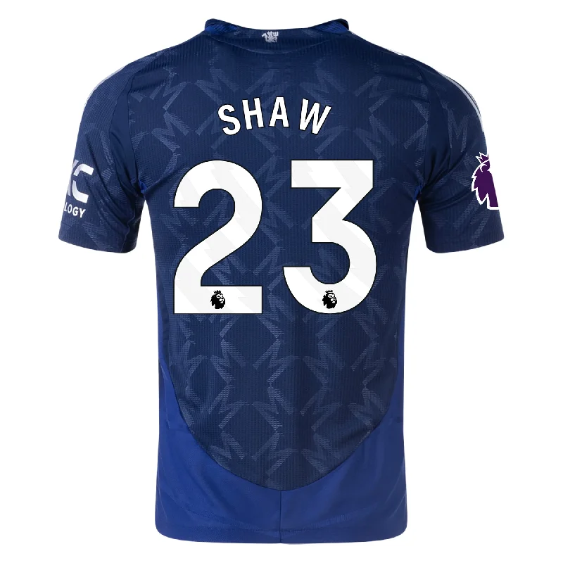 adidas Manchester United Authentic Luke Shaw Away w/ EPL Patch 24/25 (Night Indigo) Stylish Men's Tropical 