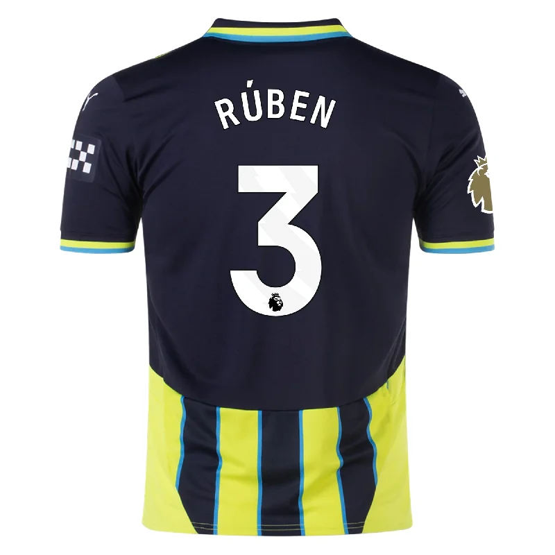 Puma Manchester City Ruben Dias Away Jersey w/ EPL + Club World Cup Patch 24/25 (New Navy/Yellow Glow) Hip Men's Urban