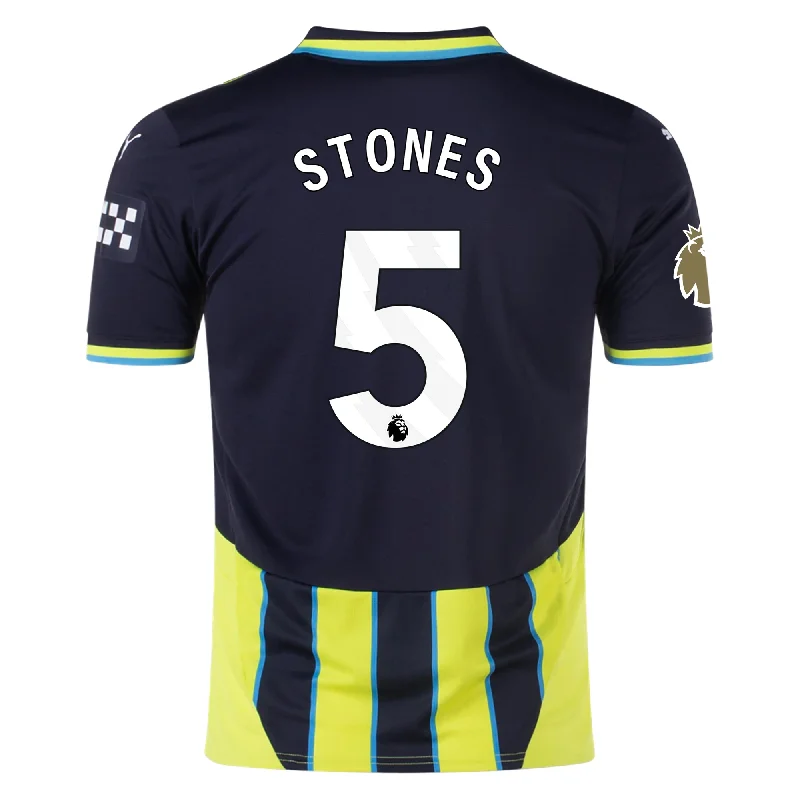 Puma Manchester City John Stones Away Jersey w/ EPL + Club World Cup Patch 24/25 (New Navy/Yellow Glow) Athletic Men's High