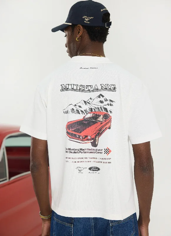 Mach 1 295 '69 Mustang Oversized T Shirt | Percival x Ford | White Sporty Men's Athleisure 