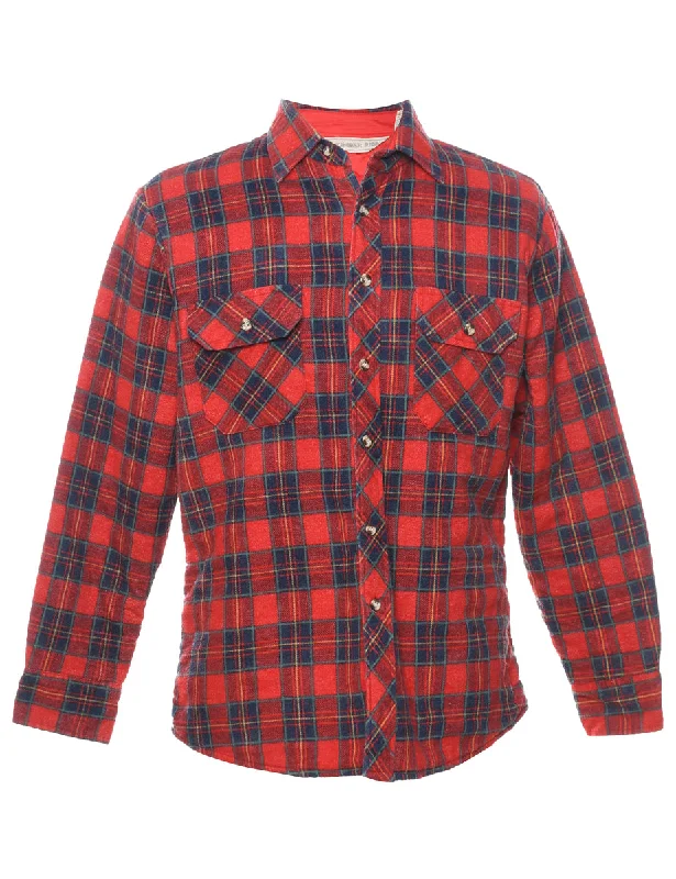 Red & Navy Flannel Checked Shirt - M Organic