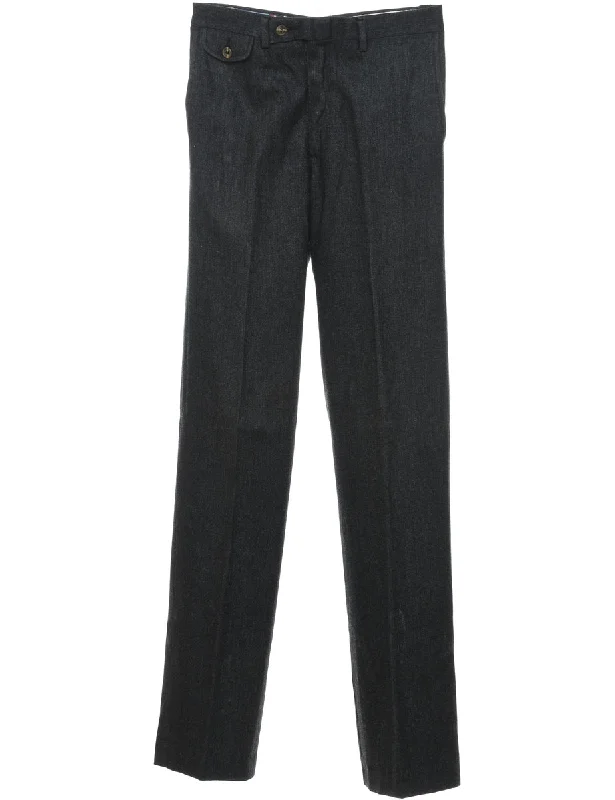 Navy Tapered Button Detail Trousers - W28 L36 Organic