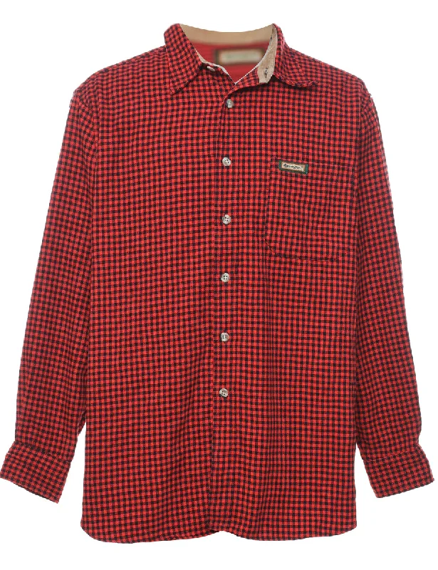 Red & Black Classic Checked Shirt - L Casual Men's Loose