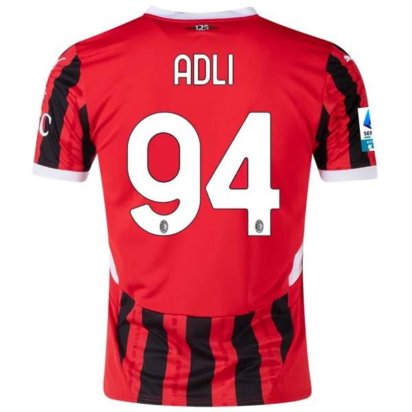 Puma AC Milan Yacine Adli Home Jersey w/ Serie A Patch 24/25 (Puma Red/Puma Black) Laid