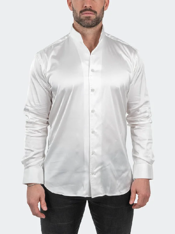 Maceoo Stretch Shirt | Ceremony Prince White Traditional Men's Wool