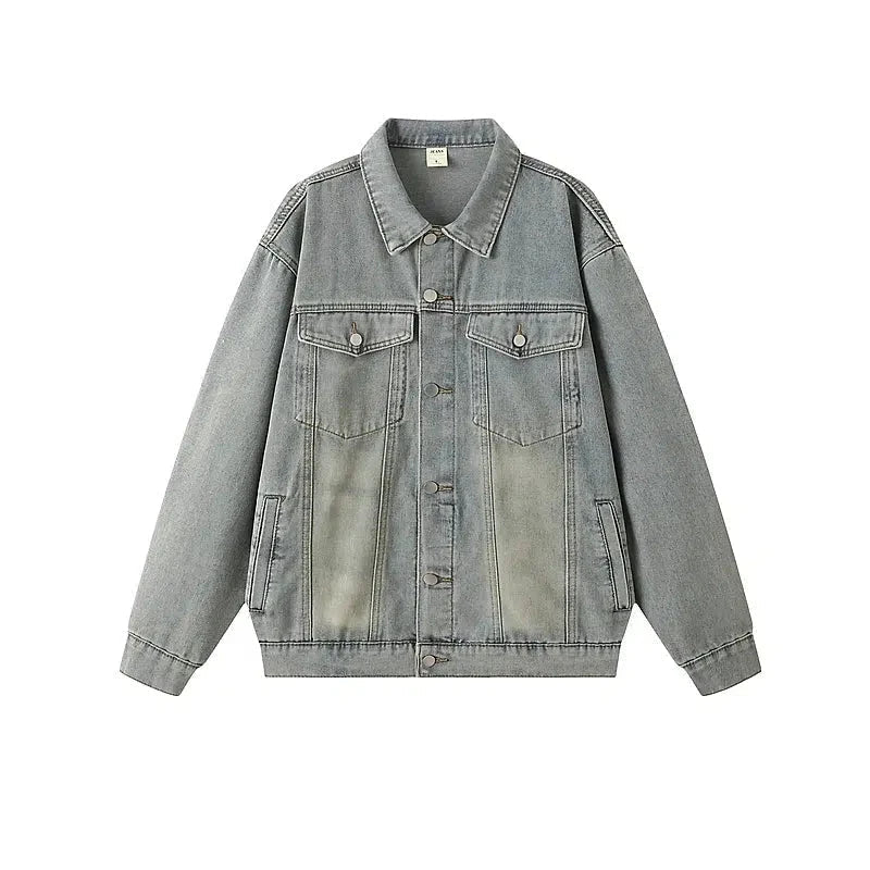 Button Front Denim Jacket British Gentleman Style