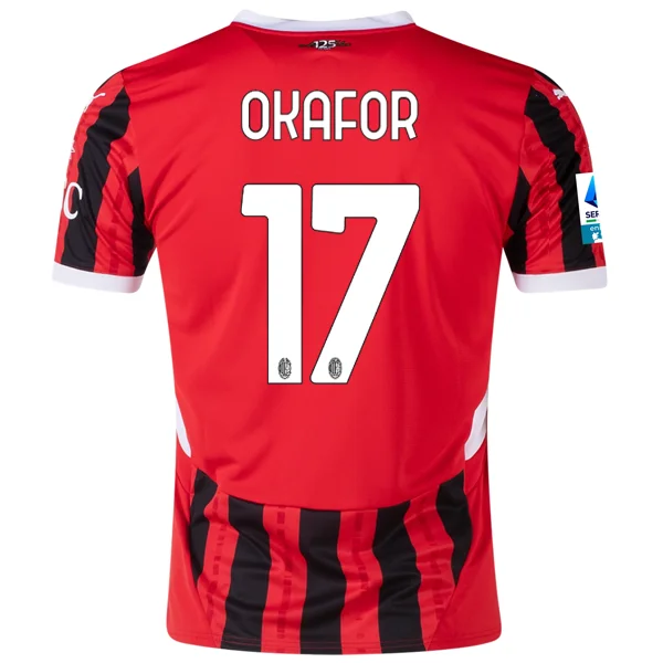 Puma AC Milan Noah Okafor Home Jersey w/ Serie A Patch 24/25 (Puma Red/Puma Black) Cclassic Men's Tweed