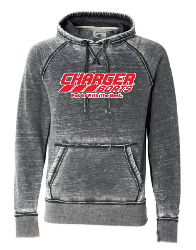 Charger Boats Hooded Sweatshirt - Carbon Heather/Black - CB8915SMO Rugged Men's Outdoor 