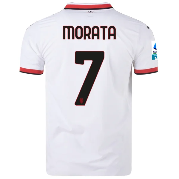 Puma AC Milan Authentic Alvaro Morata Away Jersey w/ Series A Patch 24/25 (Puma White) Earthy Men's Hemp