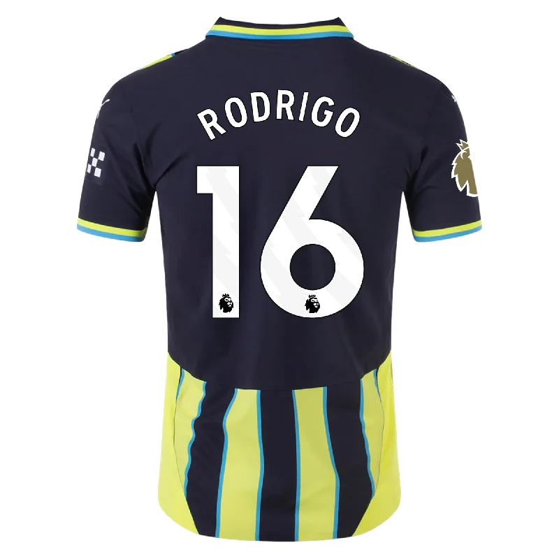 Puma Manchester City Authentic Rodrigo Away Jersey w/ EPL + Club World Cup Patch 24/25 (New Navy/Yellow Glow) Confident Men's Power