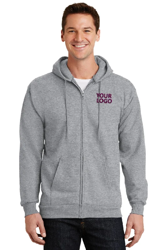 Port & Company Tall Essential Fleece Zip Customized Hoodies, Athletic Heather Elegant Men's Cashmere