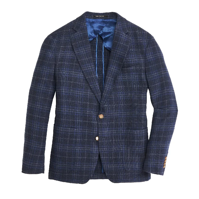 Marina/True Navy Plaid Sport Coat - True Navy Sleek Men's Contemporary 