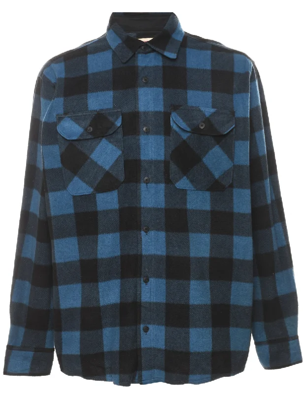 Wrangler Blue & Black Classic Checked Shirt - L Unique Men's Patch