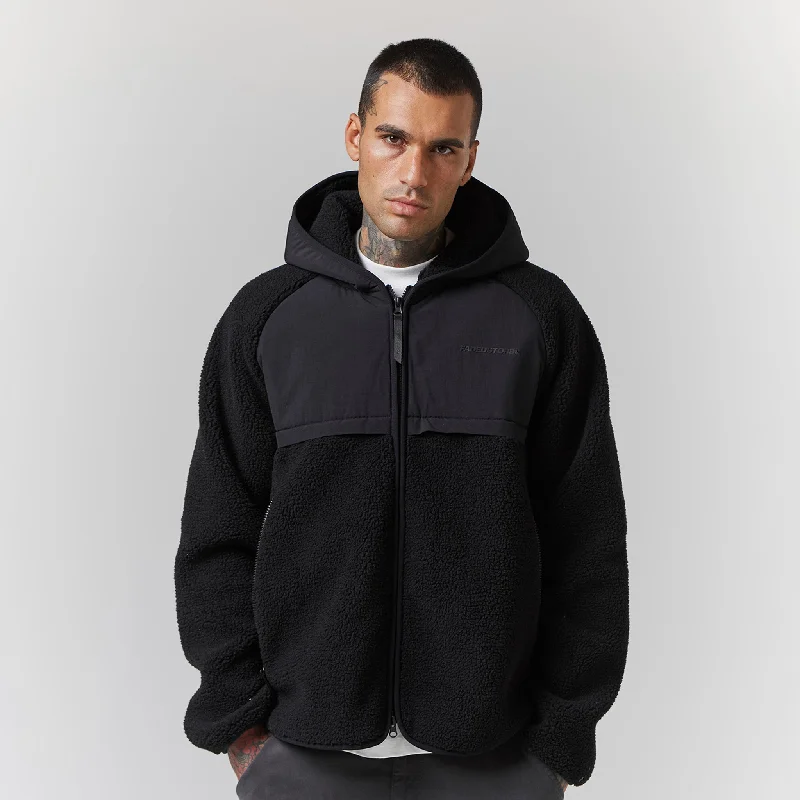 Borg Full Zip Hoodie | Black Earthy Men's Sustainable 