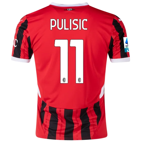 Puma AC Milan Christian Pulisic Home Jersey w/ Serie A Patch 24/25 (Puma Red/Puma Black) Stylish Men's Neon