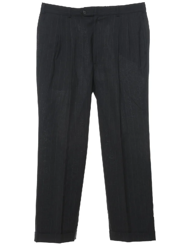 Wool Pinstriped Trousers - W35 L29 Refined Men's European