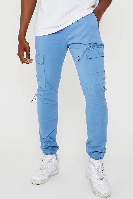 Becklow Tapered Cargo Cotton Joggers - Light Blue Dynamic Men's Glow