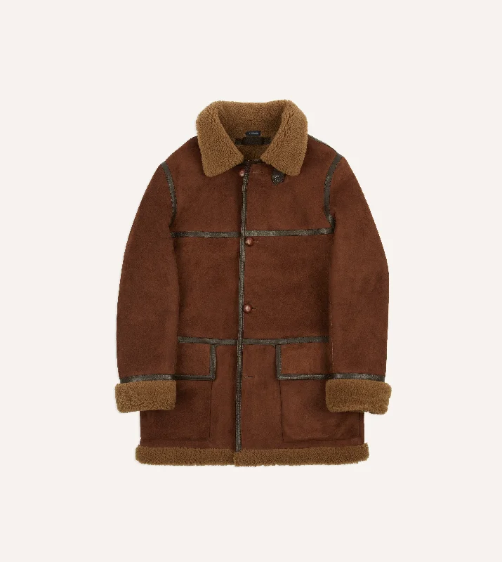 Shearling Car Coat Elegant Men's Cashmere