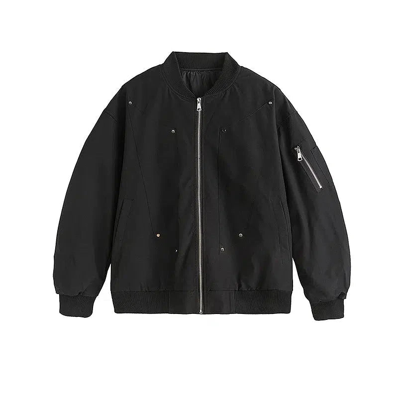 Zipper Pockets Bomber Jacket Streetwear Style