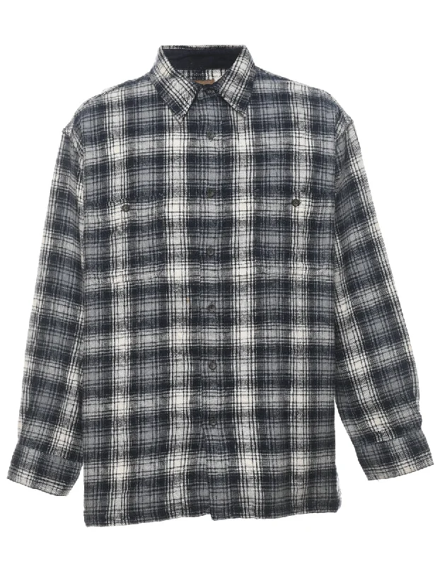 St John's Bay Black & White Plaid Shirt - XL Cool Men's Distressed