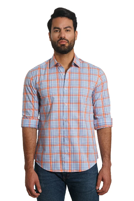 Blue Plaid Long Sleeve Shirt Tp-7140 Traditional Men's Country