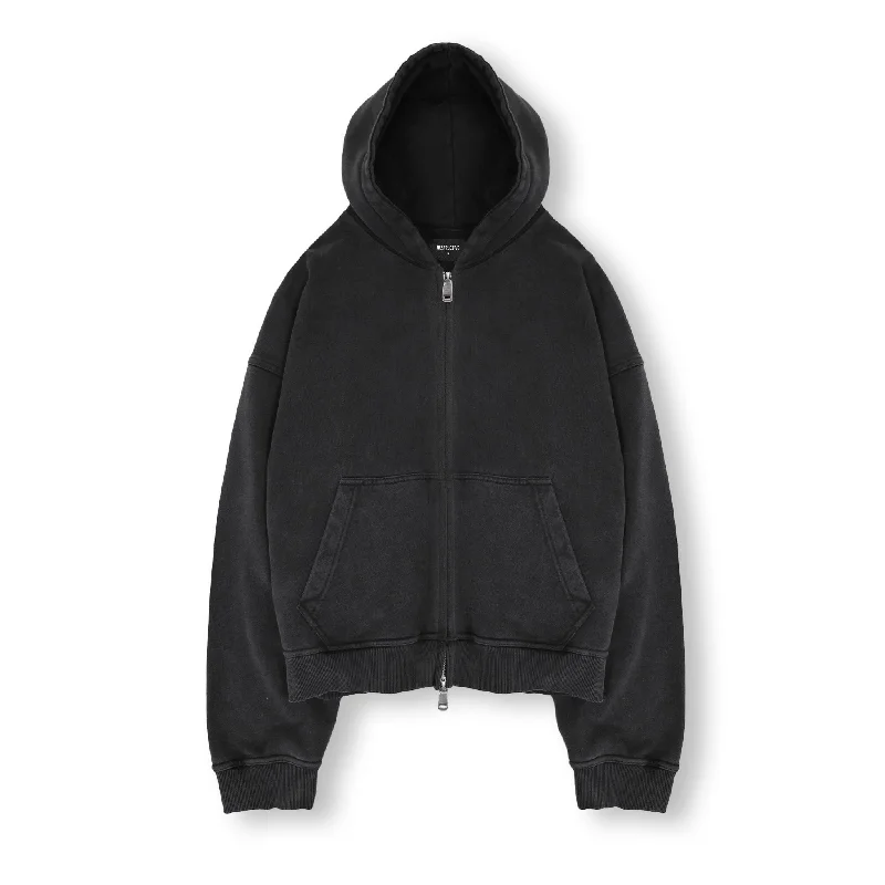 Cropped Zip Hoodie - Vintage Black Bold Men's Statement