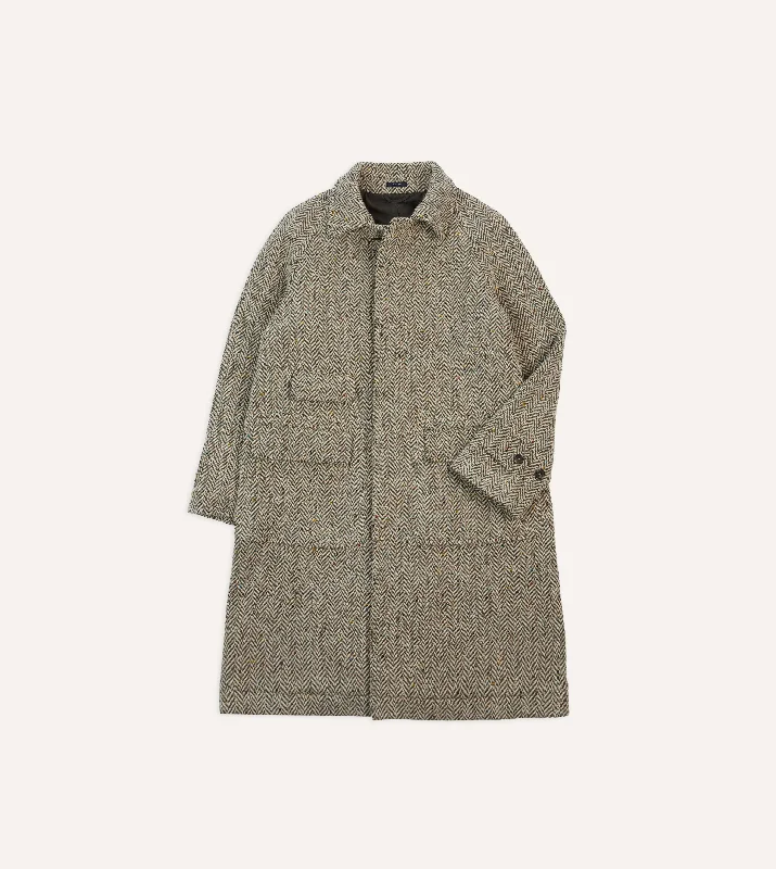 Taupe Herringbone Flecked Wool Raglan Coat Dynamic Men's Glow