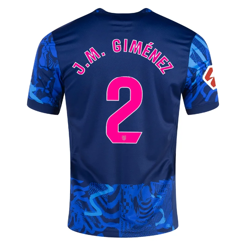 Nike Atletico Madrid José María Giménez Third Jersey w/ La Liga Patch 24/25 (Blue Void/Pink Glow) Traditional Men's Country