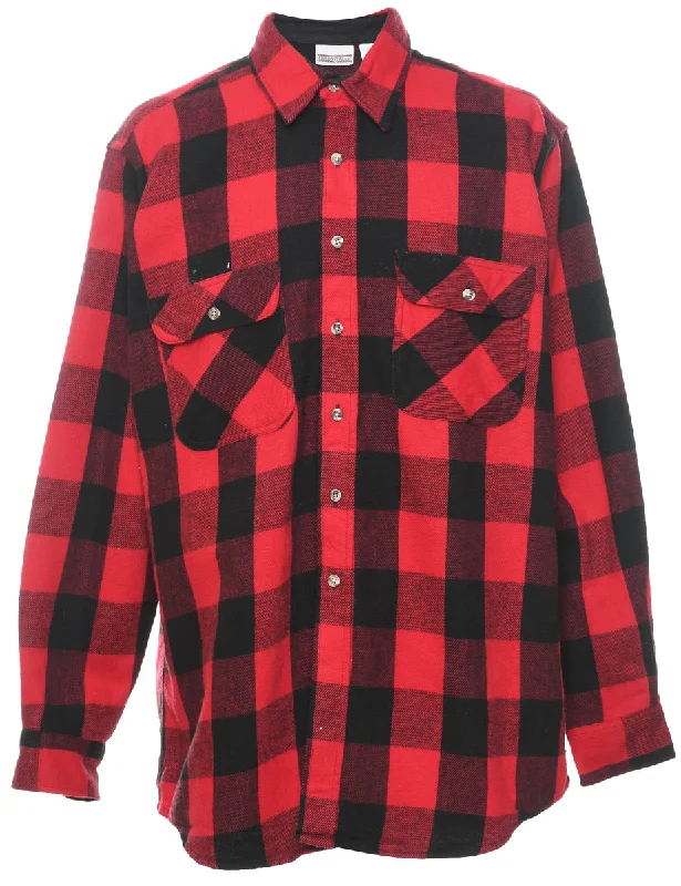 Classic Black & Red Checked Shirt - XL Sporty Men's Athleisure 