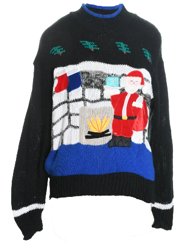 Santa Claus Christmas Jumper - L Bold Men's Statement