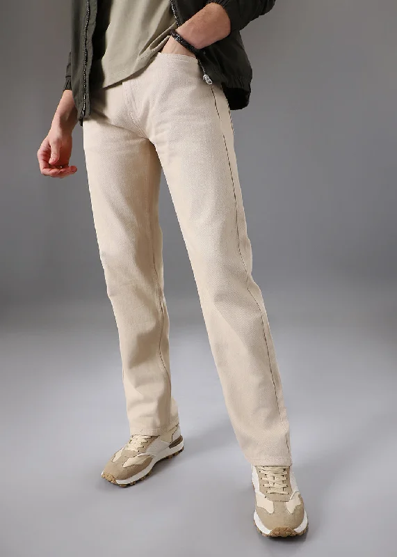 Cream Regular Fit Denim Bohemian Men's Free