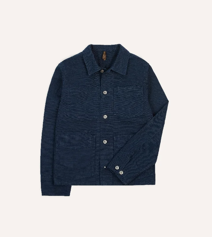 Navy Cotton Canvas Work Jacket Trendy Men's Scandinavian