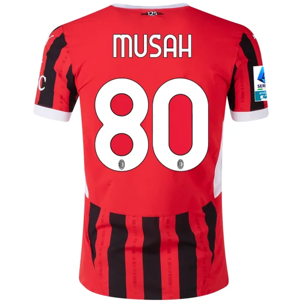 Puma AC Milan Authentic Yunus Musah Home Jersey w/ Serie A Patch 24/25 (Puma Red/Puma Black) Refined Men's Classic 