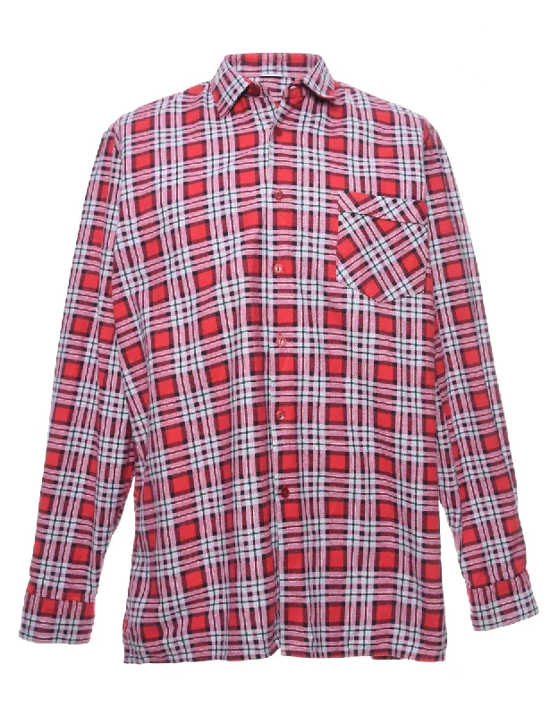 Red & Blue Checked Flannel Shirt - M Luxurious Men's High