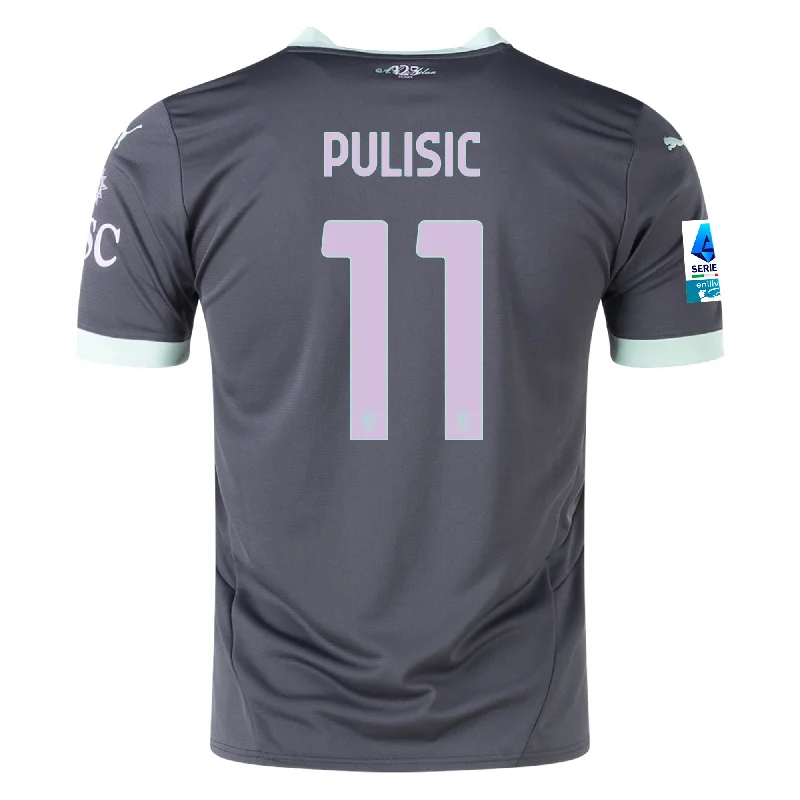 Puma AC Milan Christian Pulisic Third Jersey w/ Serie A Patch 24/25 (Shadow Gray/Fresh Mint) Dynamic Men's Glow