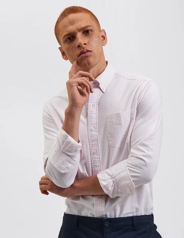 Brighton Oxford Shirt - Pink Bengal Stripe Youthful Men's Pop