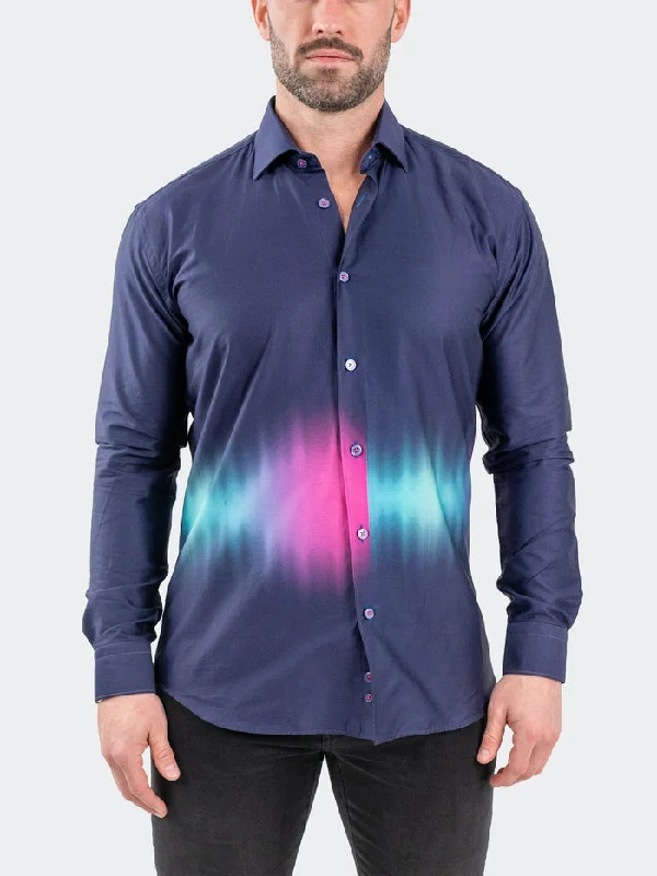 Maceoo Stretch Shirt | Fibonacci Aurora Puple Relaxed Men's Beach