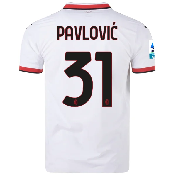 Puma AC Milan Authentic Strahinja Pavlović Away Jersey w/ Series A Patch 24/25 (Puma White) Organic