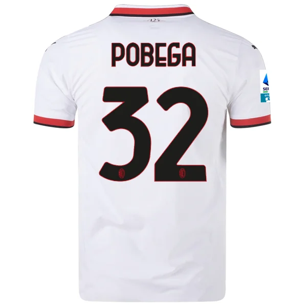 Puma AC Milan Authentic Tommaso Pobega Away Jersey w/ Series A Patch 24/25 (Puma White) Polished Men's Satin