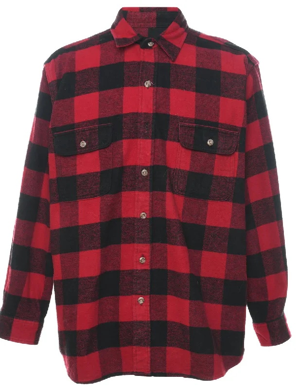 Long Sleeved Black & Red Checked Shirt - L Lumberjack